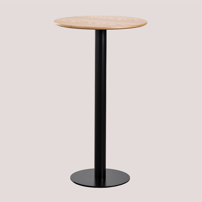Sklum - Table Haute de Bar Ronde en Placage de Frêne Frappe Ø60 cm