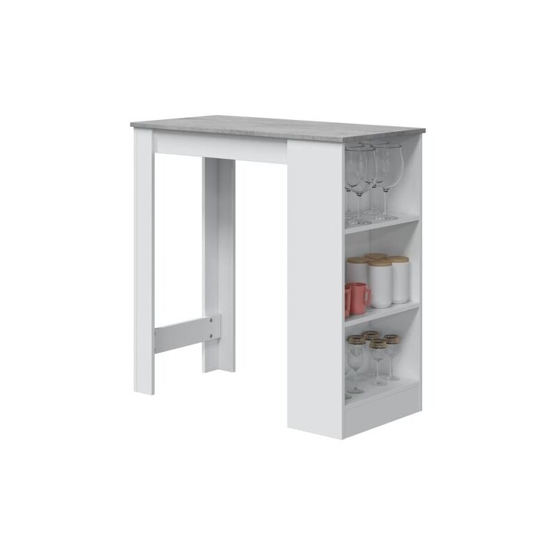 Table haute de cuisine avec étagères odin