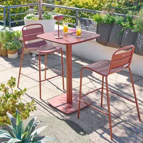 Table haute de jardin 2 places Alegoria 70x70cm acajou - Hespéride