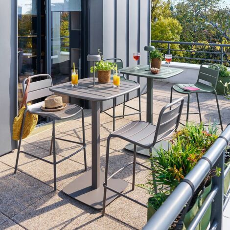 Table haute de jardin 2 places Alegoria 70x70cm café - Hespéride