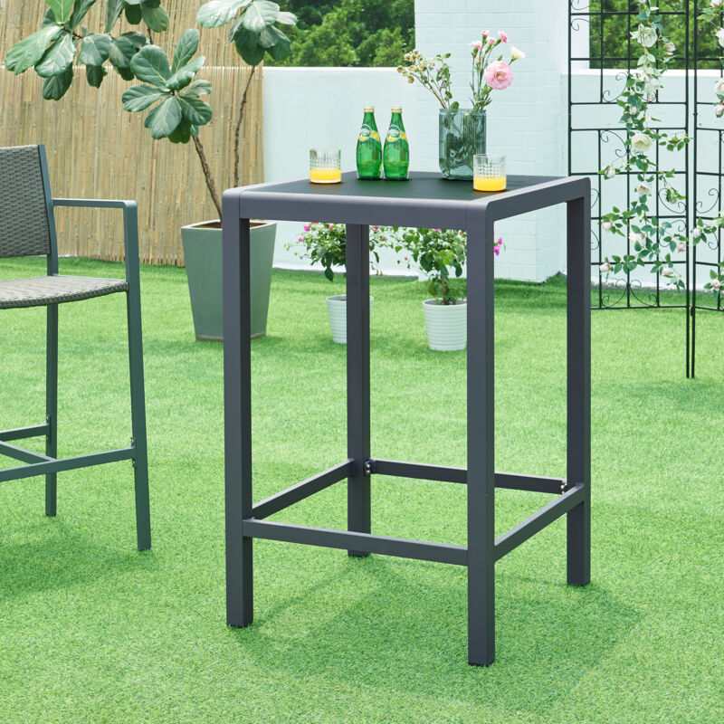 Table haute de jardin Avise verre trempé 108 x 70 x 70 cm anthracite Casa.pro
