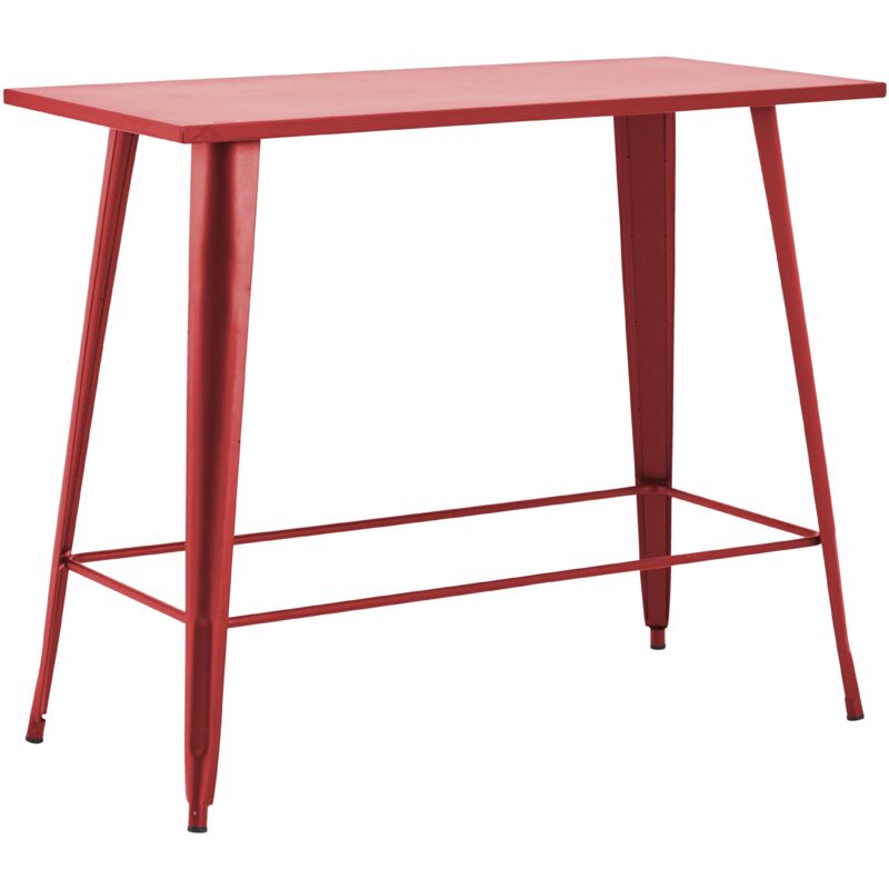 Table haute de jardin en acier rouge