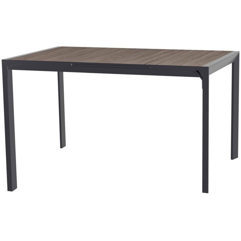 hesperide - table haute de jardin extensible evasion en aluminium - dimensions : longueur 214 cm x largeur 100 cm x hauteur 105 cm. - gris