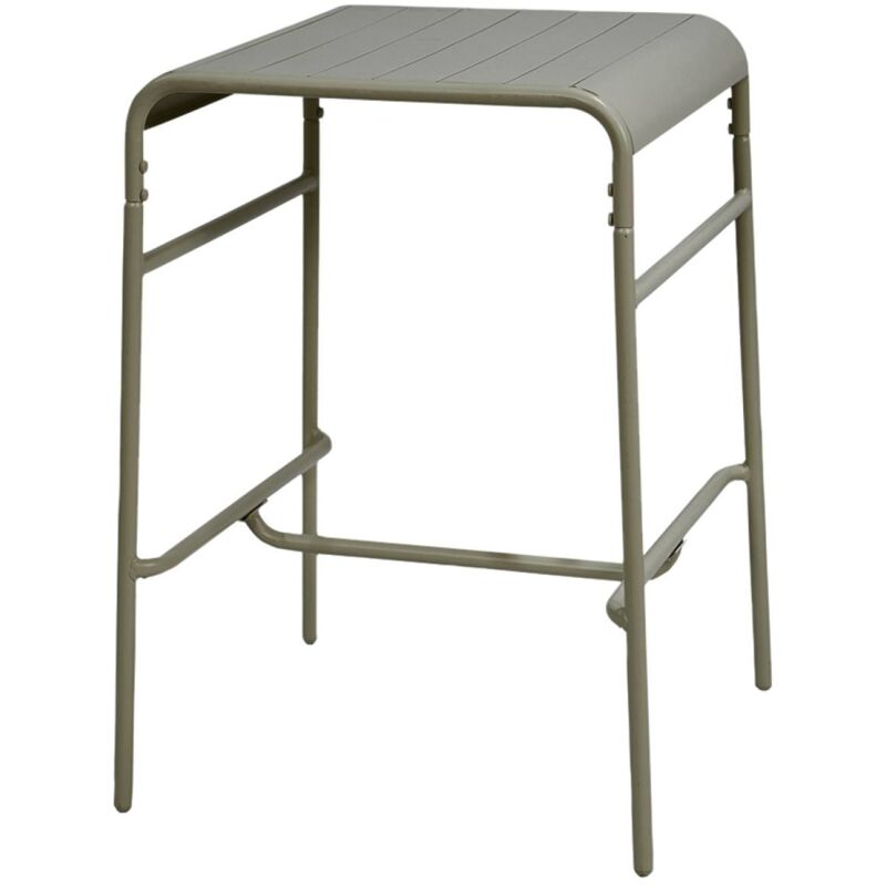 Table haute de jardin métal 2 places. kaki. 70 x 70 x 95cm
