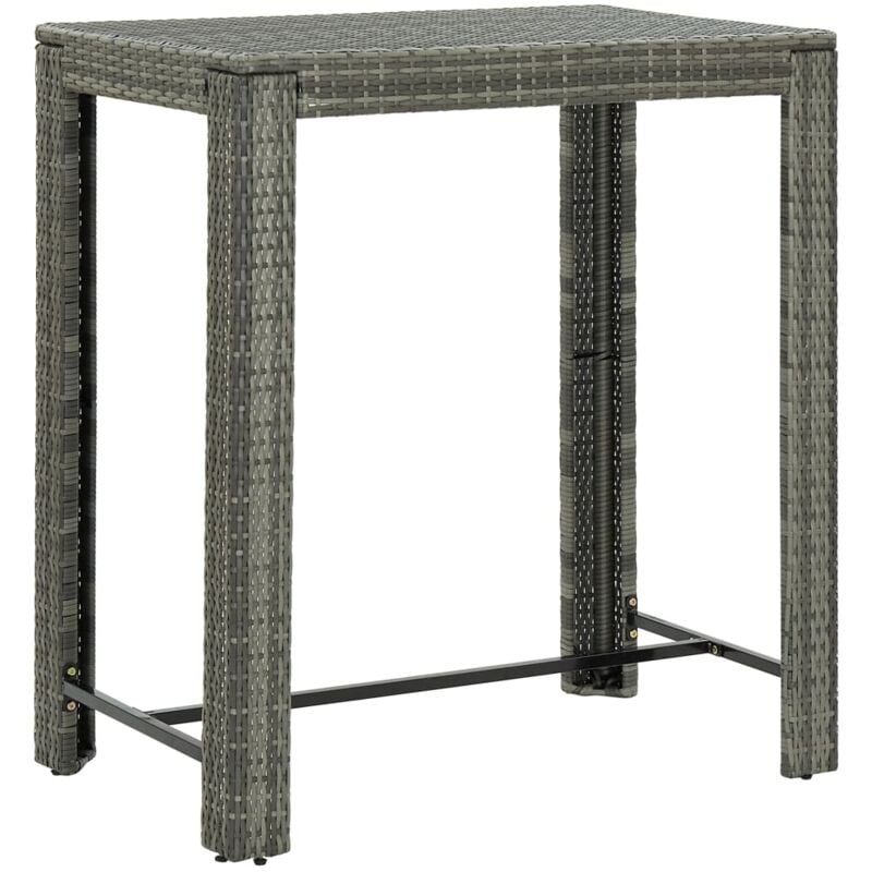Table haute de jardin Table de bar - Mange-Debout Gris 100x60,5x110,5 cm Résine tressée BV622489 Bonnevie