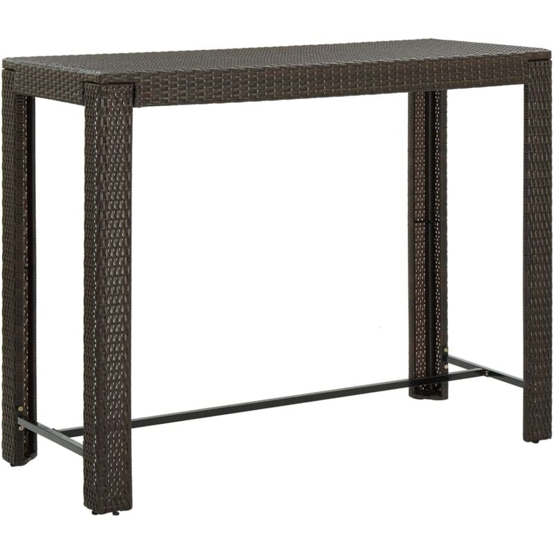 Table haute de jardin Table de bar - Mange-Debout Marron 140,5x60,5x110,5cm Résine tressée BV960204 Bonnevie