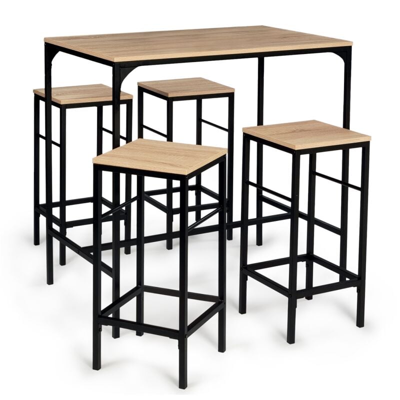 Table  haute  DETROIT et 4 tabourets design  industriel 13520