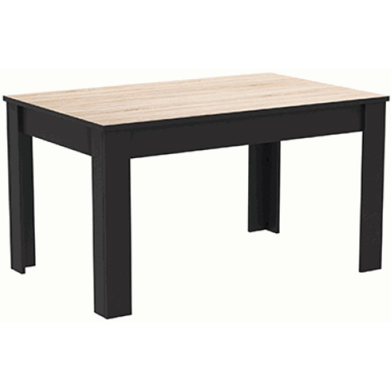 Table à manger coloris chêne brosse/noir mat - Dim : 138,4 x 77,1 x 90 cm -PEGANE-