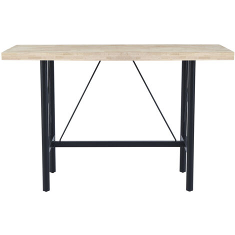 Table haute en bois coloris chêne nordique et pieds en métal coloris noir - Longueur 160  x profondeur 70 x hauteur 100 cm
