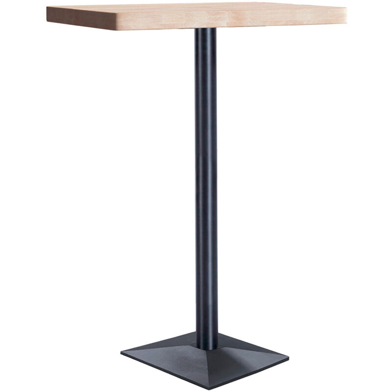 Pegane - Table haute en bois coloris chêne nordique et pieds en métal coloris noir - Longueur 60 x profondeur 60 x hauteur 110 cm