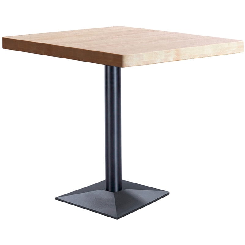 Pegane - Table haute en bois coloris chêne nordique et pieds en métal coloris noir - Longueur 60 x profondeur 60 x hauteur 74 cm