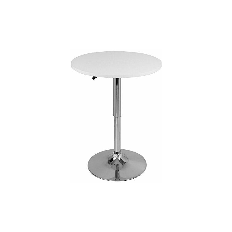 table haute en mdf et acier chromé réglable en hauteur blanc - blanc