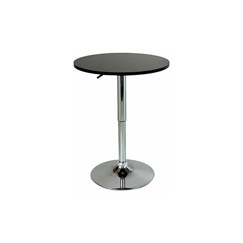 table haute en mdf et acier chromé réglable en hauteur noir - noir