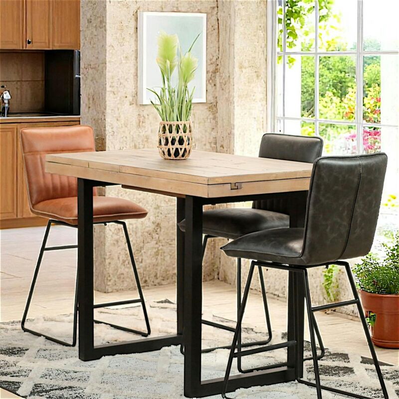 Table haute extensible bois recyclé 120-160 cm auckland Table haute extensible bois recyclé 120-160 cm auckland