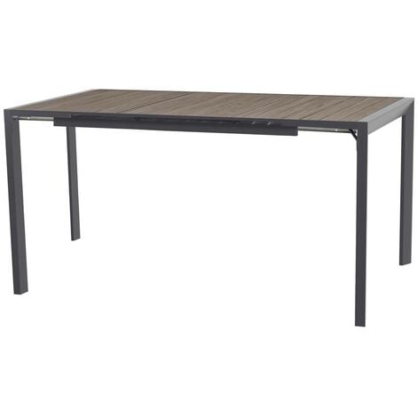 Table haute extensible de jardin Evasion seigle effet bois & graphite 8 places en aluminium traité époxy - Hespéride - Seigle / graphite