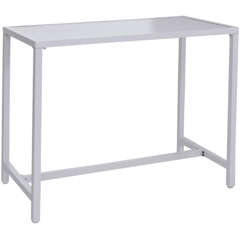 Table haute HHG-294, table de jardin, table de bar, métal d'extérieur 105x130x65cm, gris clair Table haute HHG-294, table de jardin, table de bar, métal d'extérieur 105x130x65cm, gris clair
