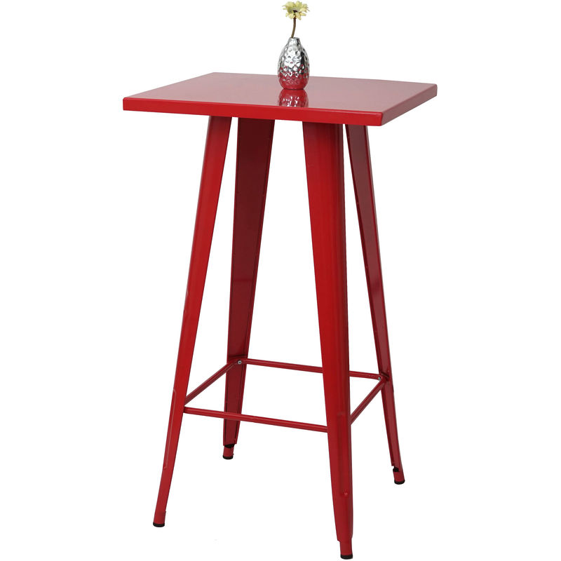 table haute hhg 906, métal, design industriel 105x60x60cm rouge - red