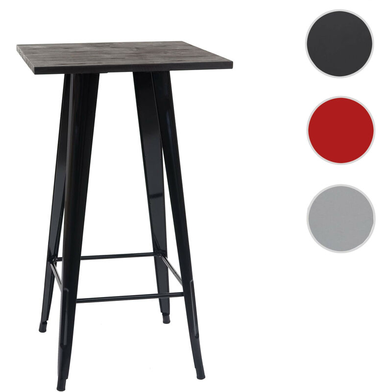 Table haute HWC-A73 avec plateau en bois, table de bar, design industriel en métal 107x60x60cm - rouge