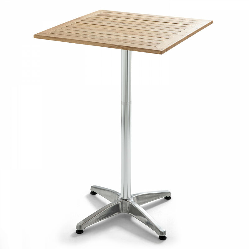 Table haute mange debout carrée en aluminium et bois