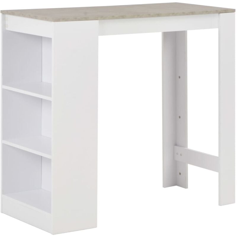 Helloshop26 - Table haute mange debout bar bistrot avec étagère blanc 110 cm