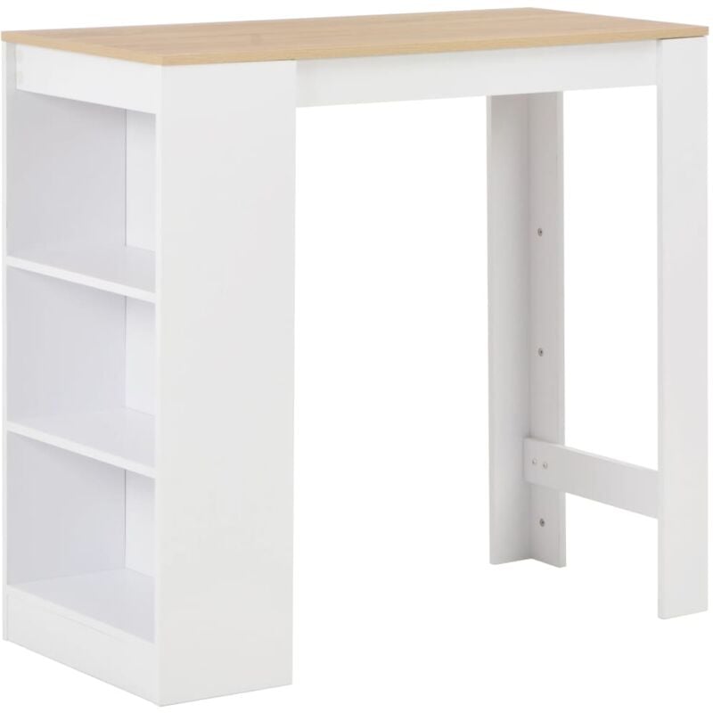 Table haute mange debout bar bistrot avec étagère blanc 110 cm