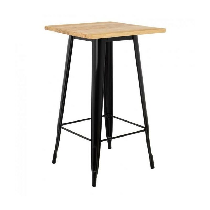 Table haute mange debout bar bistrot noir 110 cm pinède et acier - Noir