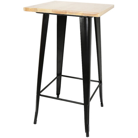 Table haute mange debout bar bistrot noir 110 cm pinède et acier - Noir
