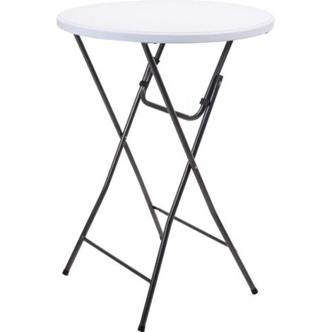 Table haute mange debout D80 pliable PE blanc