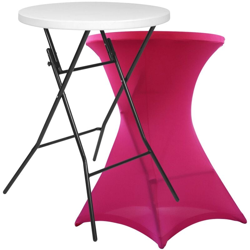 Table haute mange debout + housse rose