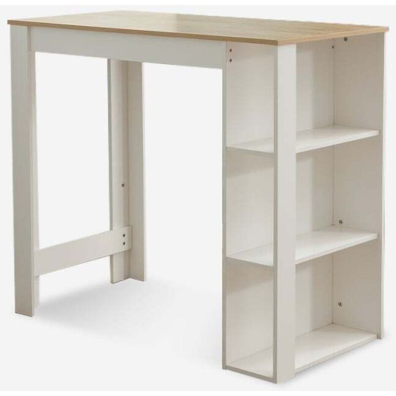 Ahd Amazing Home Design – Table haute moderne avec étagères pour bar et cuisine – Dimensions 120x60x105,5 cm – Chêne blanc – Design adaptable et Ahd Amazing Home Design – Table haute moderne avec étagères pour bar et cuisine – Dimensions 120x60x105,5 cm – Chêne blanc – Design adaptable et