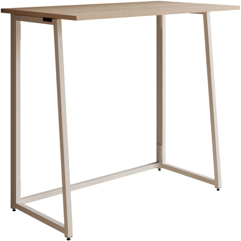 Table haute Pieds en métal 80,5x75,5x41,7cm Plateau de table Modèle Gala Blanc & Sonoma