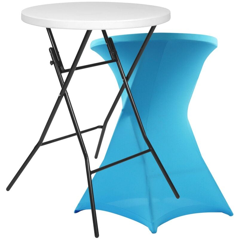 Table haute pliante et housse bleue - Bleu