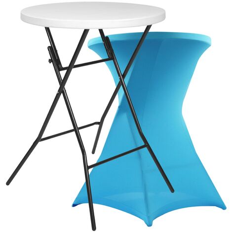 Table haute pliante et housse bleue