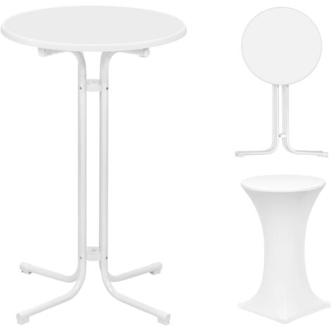 Table Haute Pliante WOLTU, Table Bar Ф70 x 110cm, Mange Debout Pliant, Table Ronde Pliante en Bois d'Ingénierie, Cadre en métal, Blanc