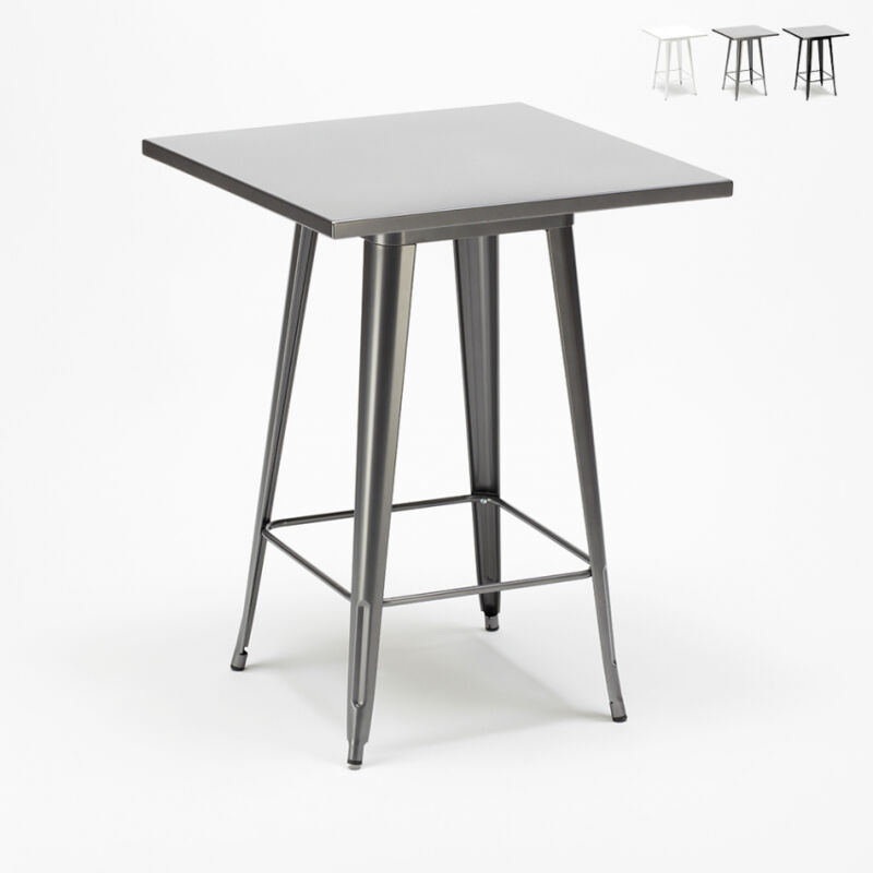 table haute industrielle 60x60 de bar pour tabourets acier et métal nut - Gris table haute industrielle 60x60 de bar pour tabourets acier et métal nut - Gris