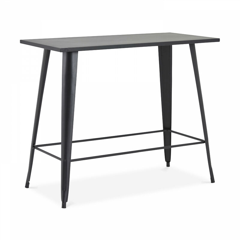 table haute en metal style industriel avec pieds inclines new york - noir