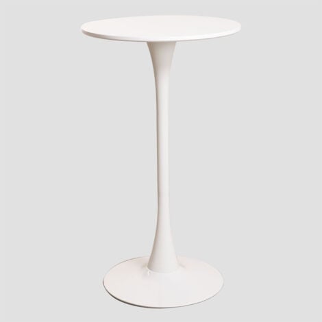 Table haute ronde en MDF et métal (Ø60 cm) Style Ivet SKLUM Blanc