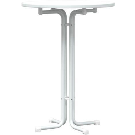 Table haute table d'appoint plateau pliable ø80 x 110 cm bois d'ingénierie et acier blanc DEC036777