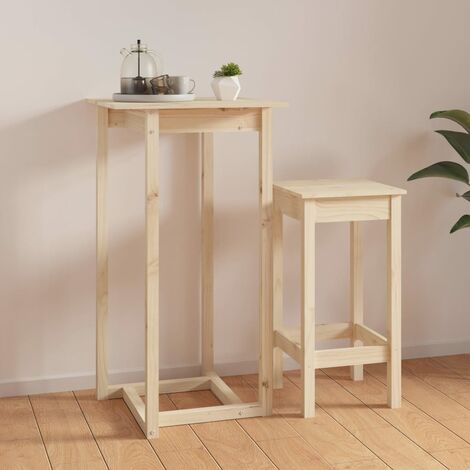 Table haute Table de bar - Mange-Debout 60x60x110 cm Bois massif de pin BV325650 - BonneVie