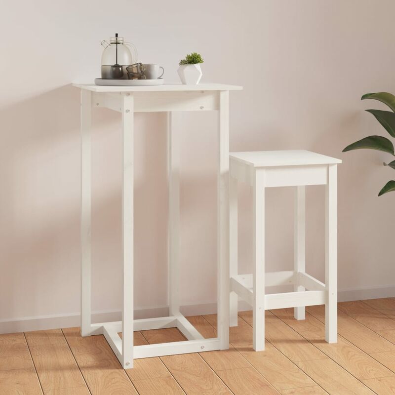 Table haute Table de bar - Mange-Debout Blanc 60x60x110 cm Bois massif de pin BV502750