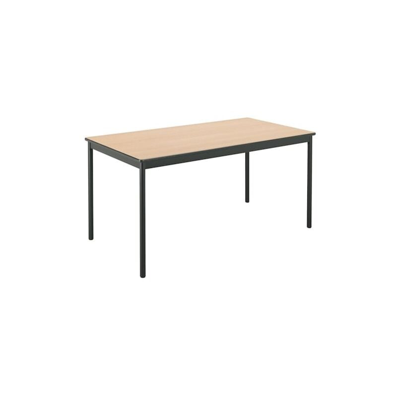 Sans Marque - Table rectangulaire l 140 x p 70 cm, piétement noir - Confort - plateau hêtre - Maxiburo