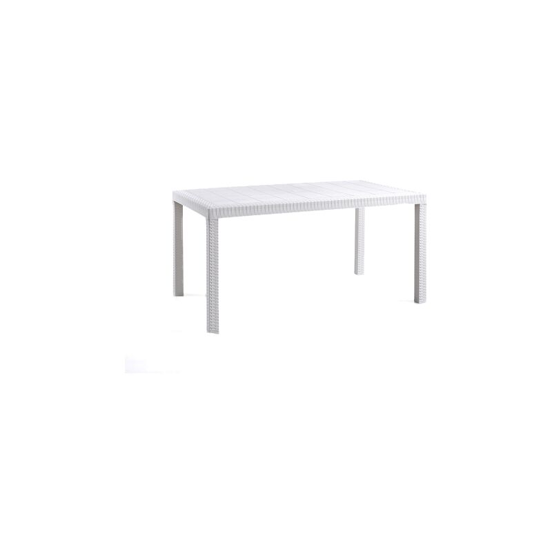 Table de jardin extérieure 150x90cm en rotin polypropylène Houston - Blanc