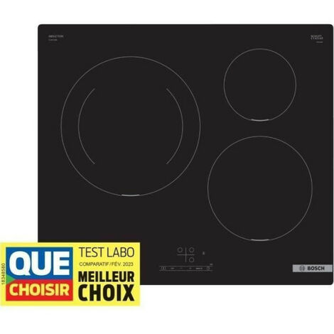 Table induction 60cm - BOSCH PUJ611BB5E SER4 Noir - 3 foyers - L592xP522 mm