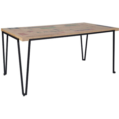 Table indus rectangulaire en bois recyclé et pied métal L160 - DEMETER