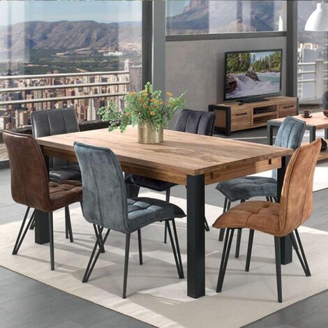 Table industrielle chêne et métal 180cm Catane Casita CATATA 180