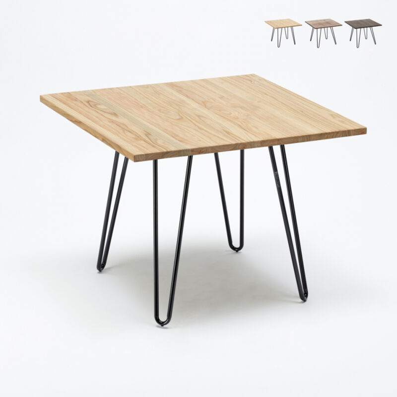 Ahd Amazing Home Design – Table industrielle 80x80 cm en bois et acier – Pieds en épingle à cheveux – Plateau anti-rayures – Pour salle à manger et Ahd Amazing Home Design – Table industrielle 80x80 cm en bois et acier – Pieds en épingle à cheveux – Plateau anti-rayures – Pour salle à manger et