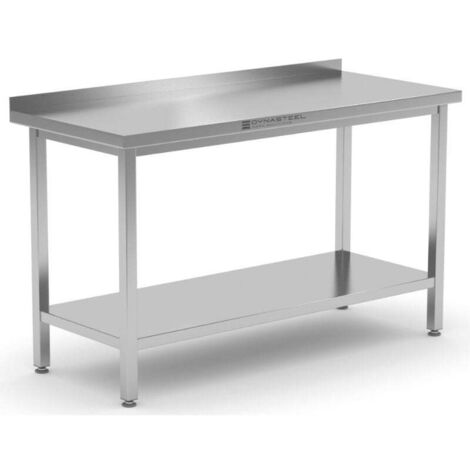 Table Inox avec Dosseret et Etagère - P 600 mm - L 800 mm