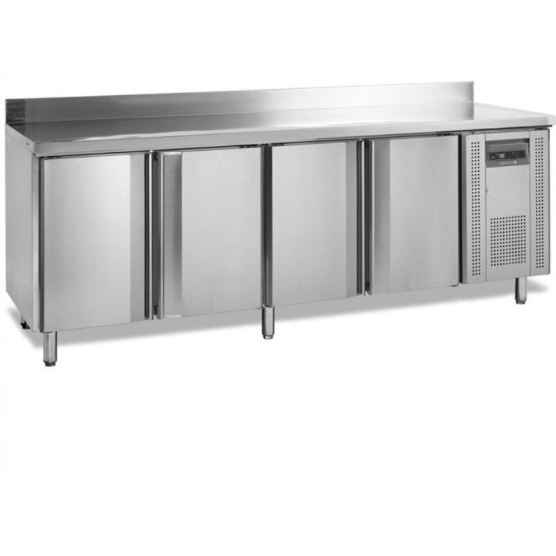 Table inox ventilée négative 533 litres 4 x GN 1/1, avec dosseret, 660 W, 220 V - MONO