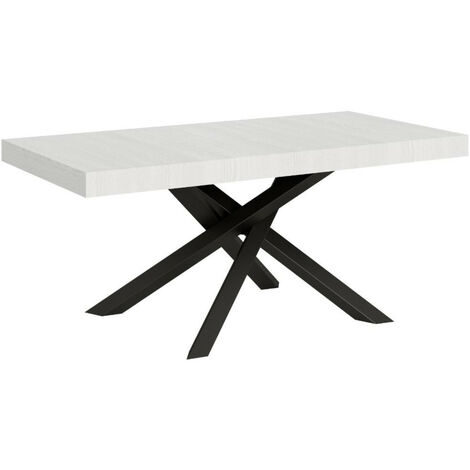 Table italienne blanche et pieds entrelacés gris foncé 180cm Artemis