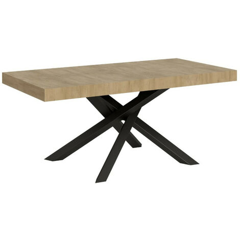 Table italienne chêne clair et pieds entrelacés gris foncé 180cm Artemis